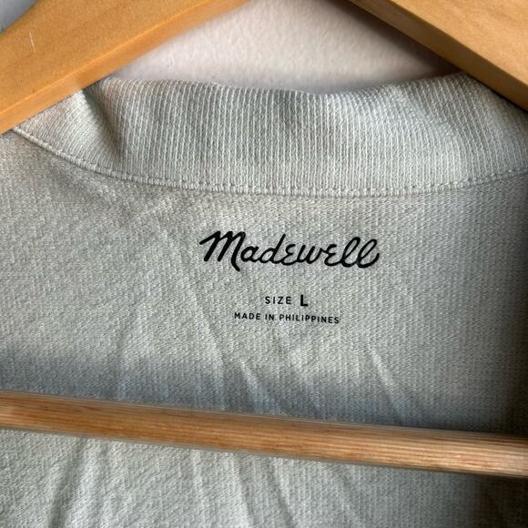 Madewell Button Down Shirt Mens Size L Green Textured Easy Short Sleeve - Picture 7 of 8